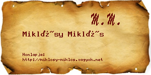 Miklósy Miklós névjegykártya
